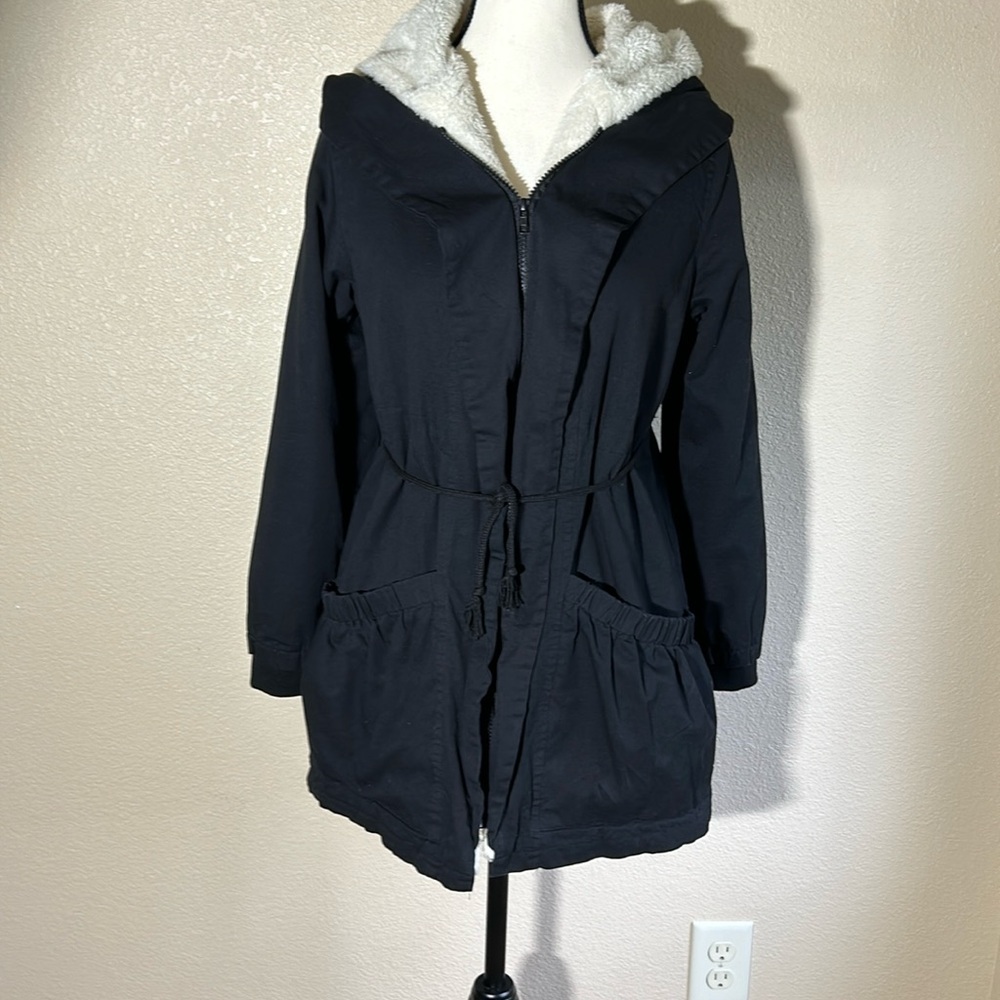 Women's black Misakia Sherpa lined hooded jacket Size small